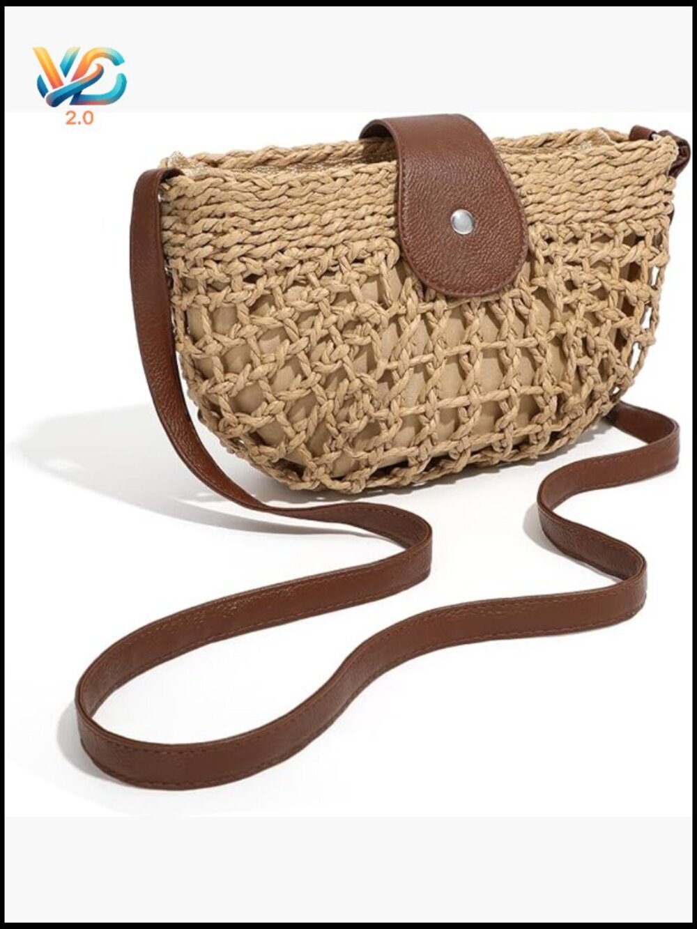Straw Crossbody Bag Summer Beach Purse Woven Shoulder Bag Handwoven